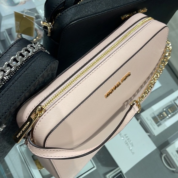 Michael Kors Jet Set Item Large East West Zip Crossbody Leather Powder Blush - Picture 14 of 16